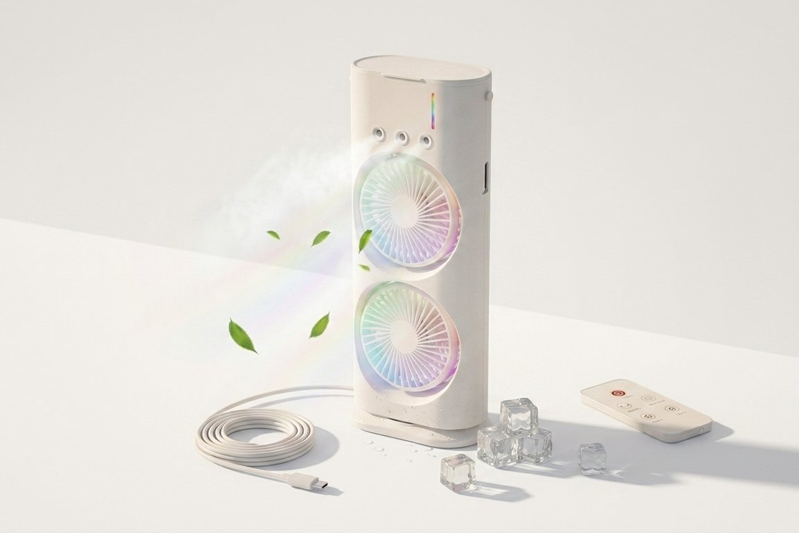 Shop Divera Dual Mist Cooler — Full Kit with Remote & USB-C Cable